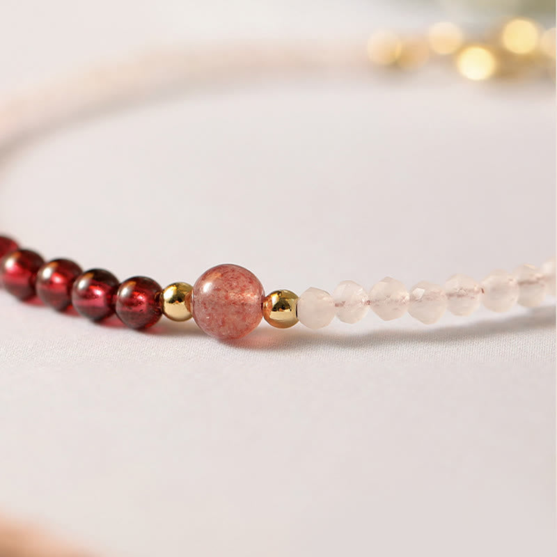 2mm Rose Quartz Garnet Strawberry Quartz Healing Bracelet