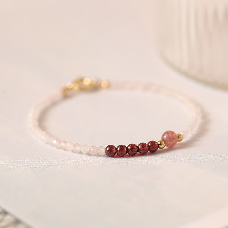 2mm Rose Quartz Garnet Strawberry Quartz Healing Bracelet