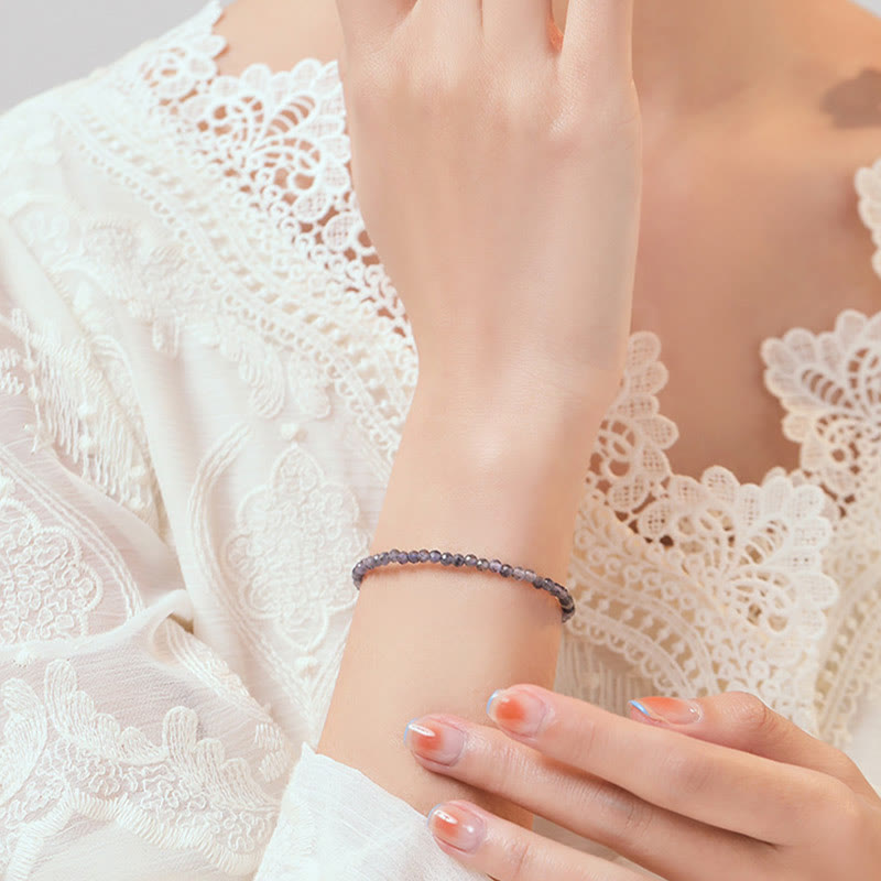 3mm Amethyst Iolite Ultra-Thin Bead Communication Bracelet