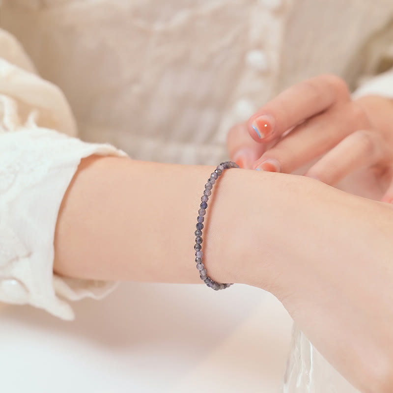 3mm Amethyst Iolite Ultra-Thin Bead Communication Bracelet