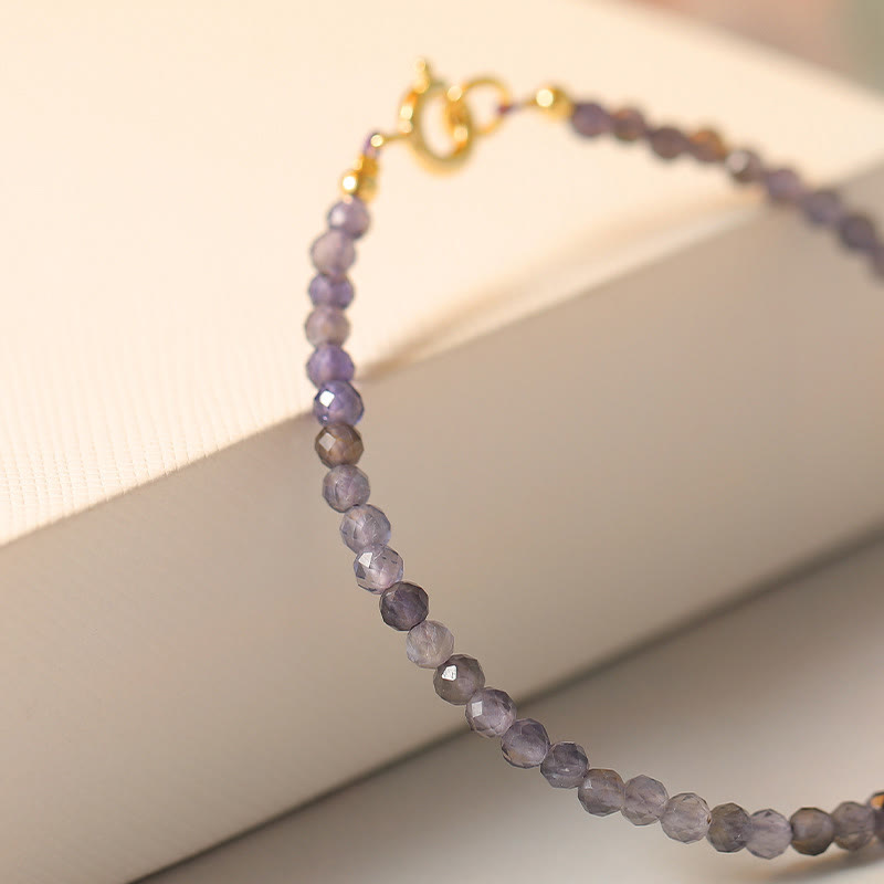 3mm Amethyst Iolite Ultra-Thin Bead Communication Bracelet