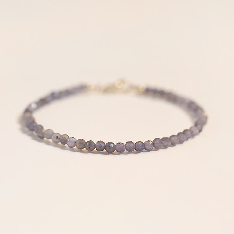 3mm Amethyst Iolite Ultra-Thin Bead Communication Bracelet