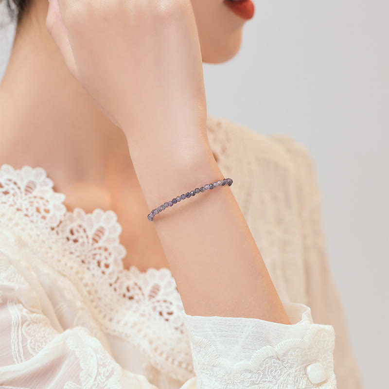 3mm Amethyst Iolite Ultra-Thin Bead Communication Bracelet