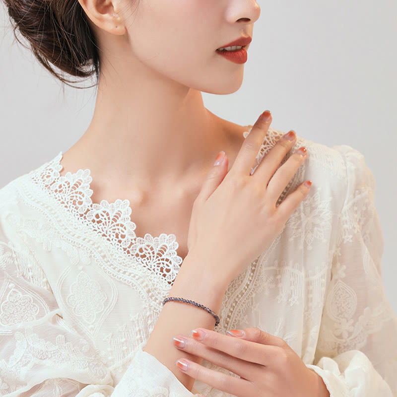 3mm Amethyst Iolite Ultra-Thin Bead Communication Bracelet