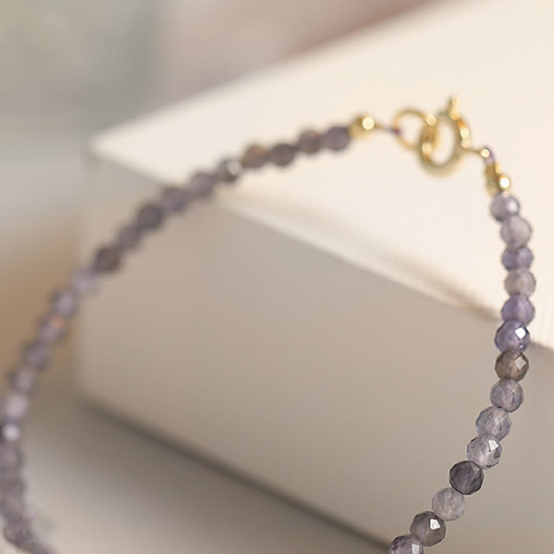 3mm Amethyst Iolite Ultra-Thin Bead Communication Bracelet