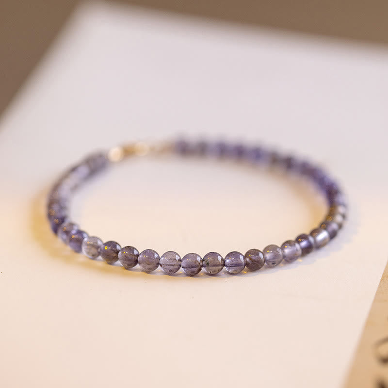 3mm Amethyst Iolite Ultra-Thin Bead Communication Bracelet