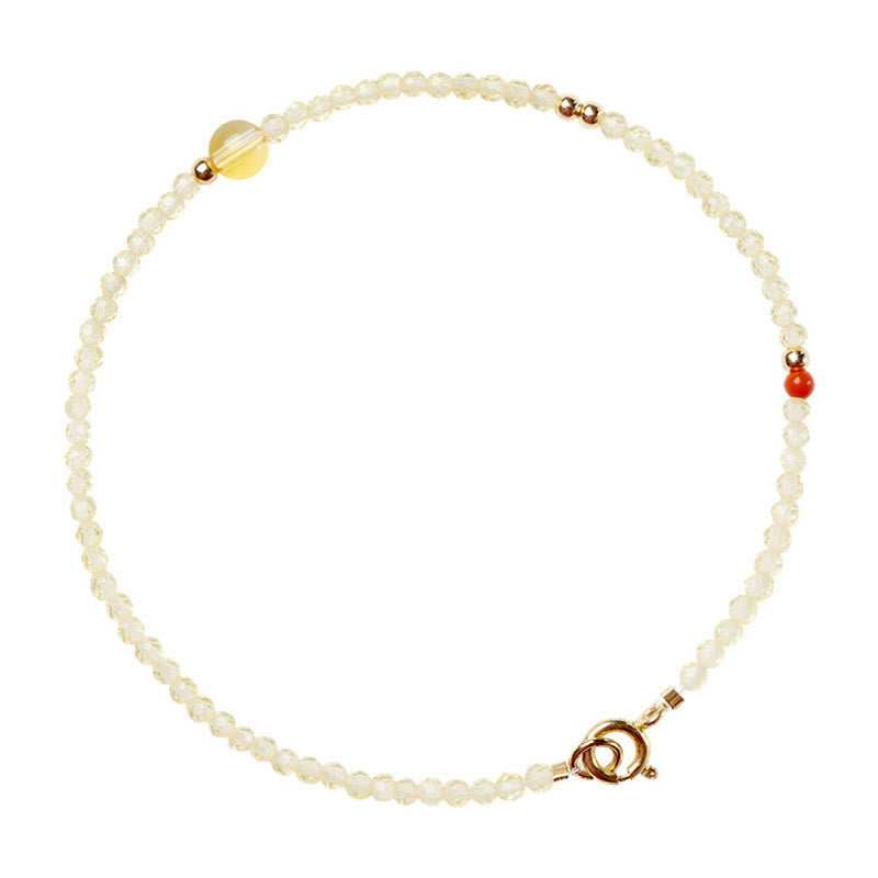 2mm Citrine 14K Gold Plated Protection Bracelet