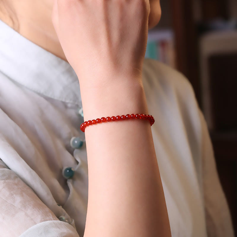 4mm Red Agate Calm Bracelet for Emotional Balance