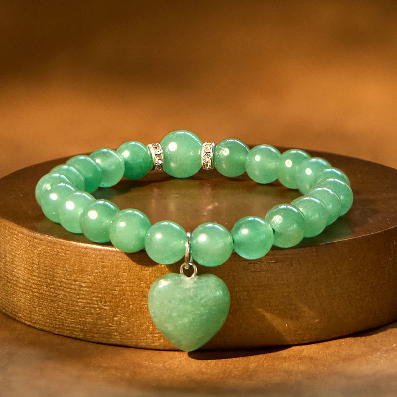 Green Aventurine Love Heart Balance Bracelet 8mm Beads