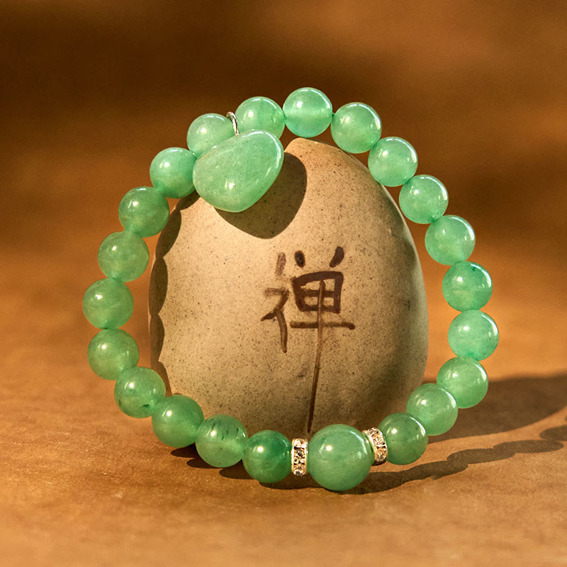 Green Aventurine Love Heart Balance Bracelet 8mm Beads