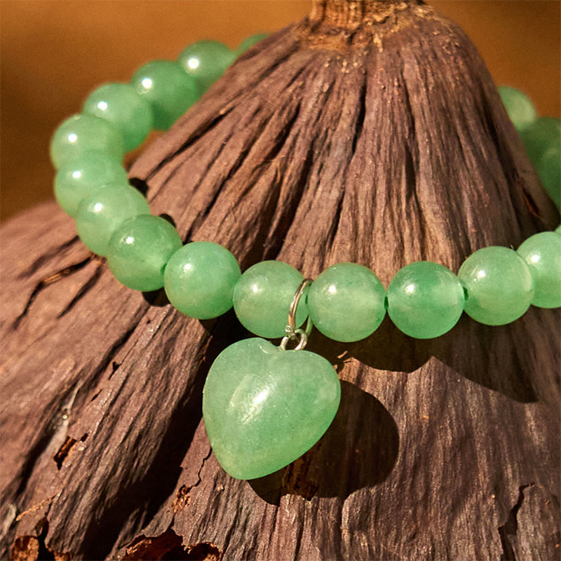 10mm Green Aventurine Love Heart Balance Bracelet