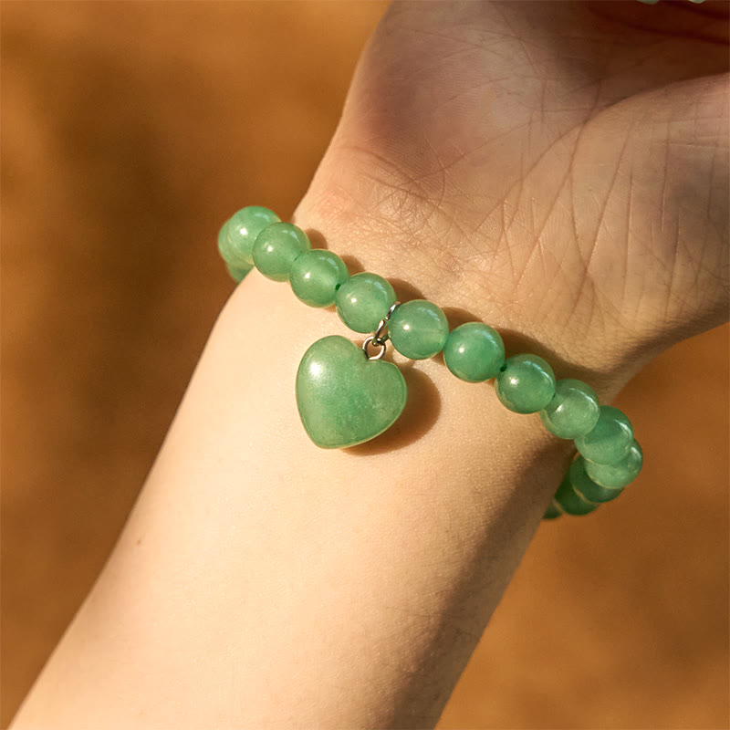 10mm Green Aventurine Love Heart Balance Bracelet