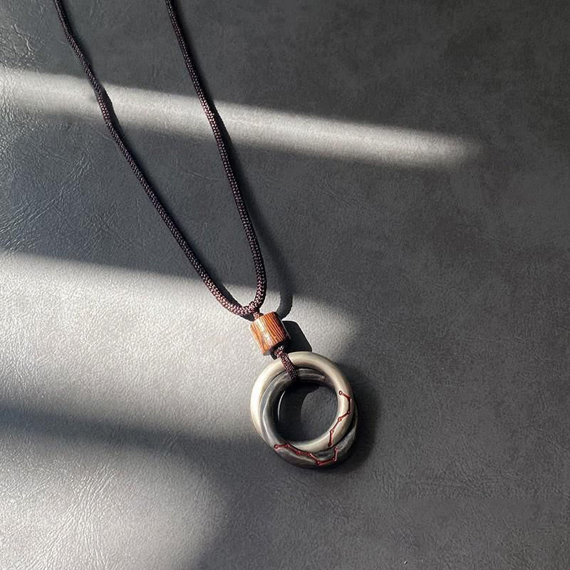 Copper Yin Yang Necklace Qiankun Hoop Balance Luck