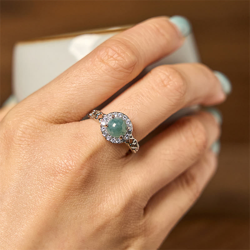 4mm Hetian Jade Luck Ring with Ruyi Stick Pattern