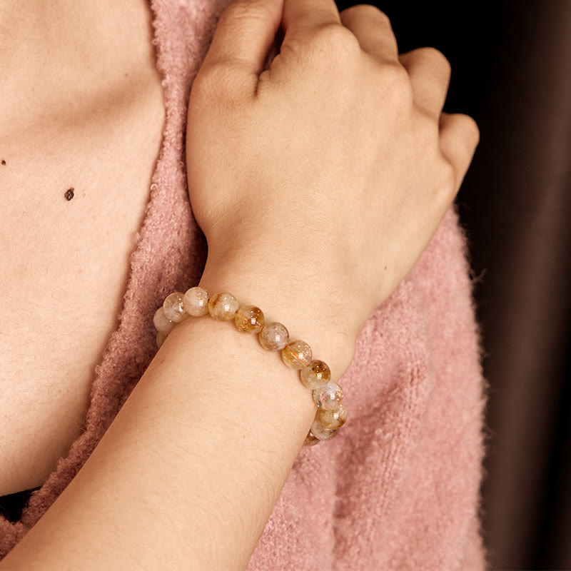 6mm Natural Citrine Snowflake Bracelet for Prosperity