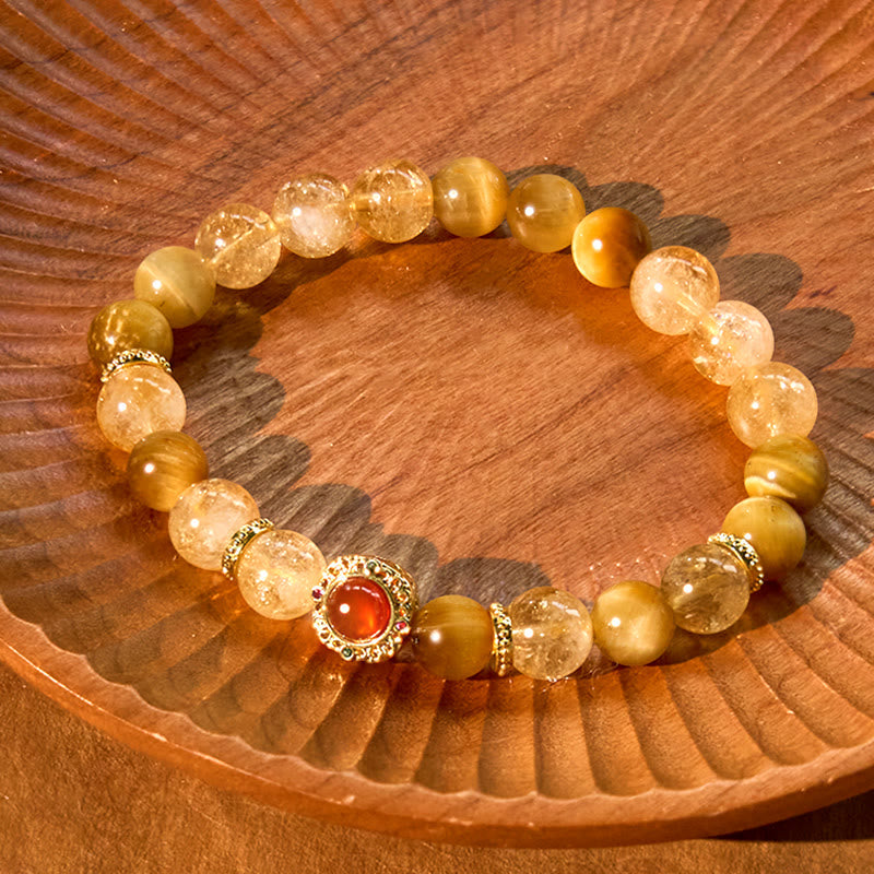 8mm Citrine Tiger Eye Red Agate Generosity Bracelet