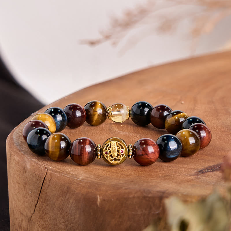 10mm Tiger Eye Protection Courage Bracelet for Resilience