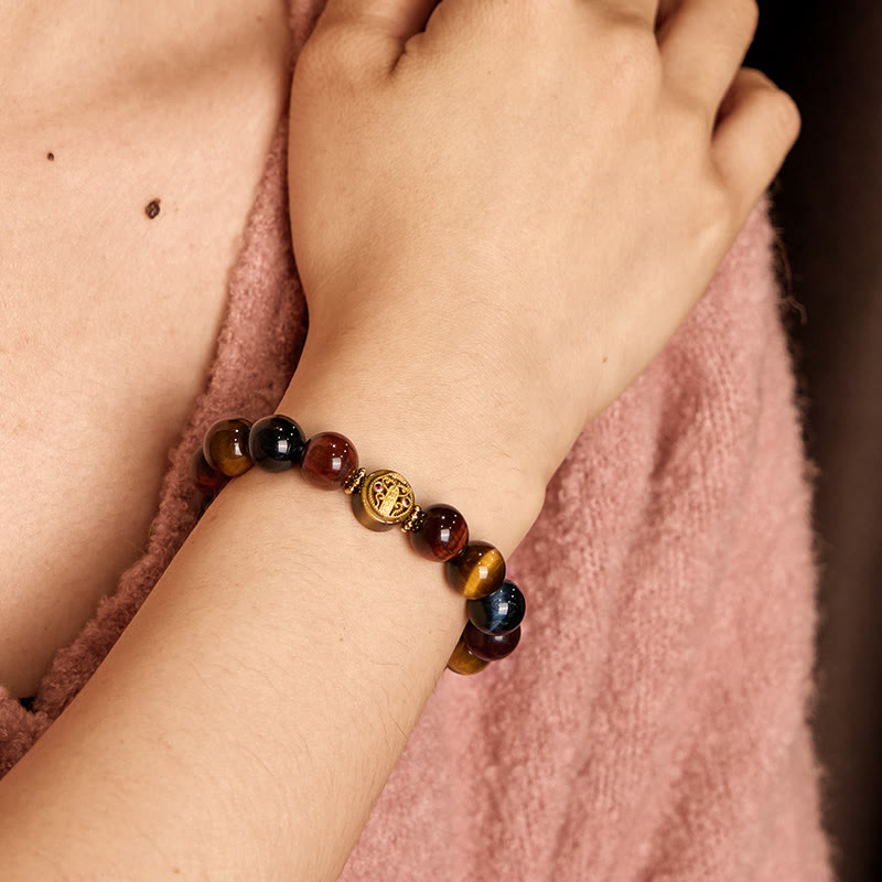10mm Tiger Eye Protection Courage Bracelet