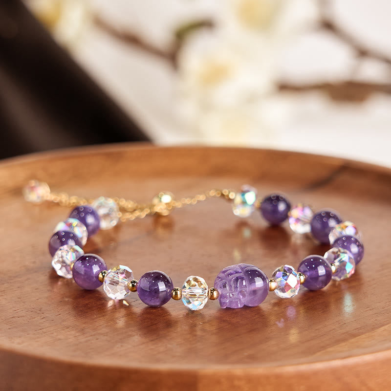 8mm Amethyst Pixiu Bracelet for Balance & Protection