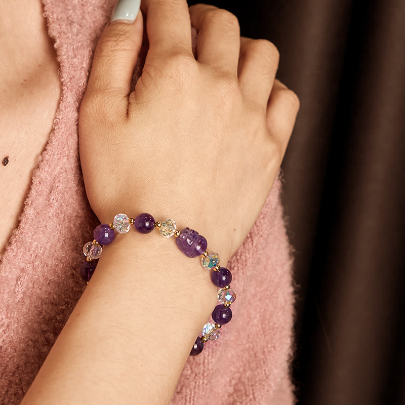 8mm Amethyst Pixiu Balance Bracelet for Emotional Healing