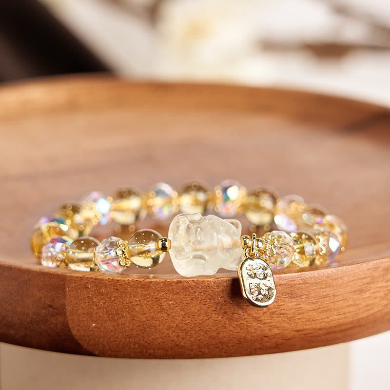 8mm Citrine White Crystal Wealth Attraction Bracelet