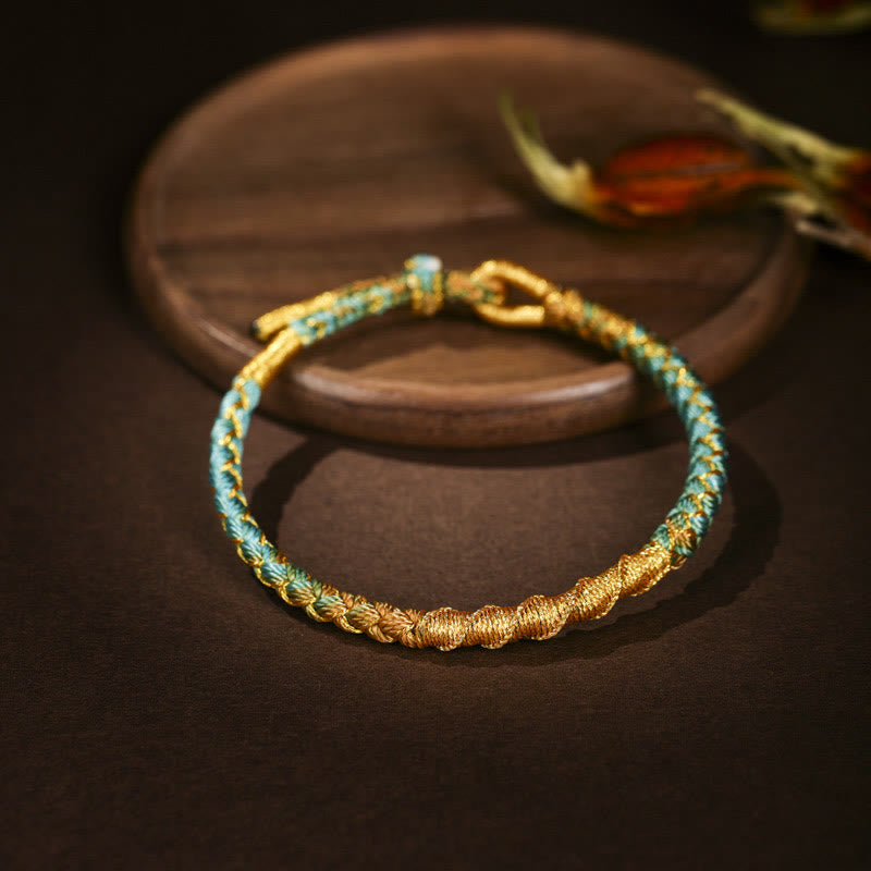 Colorful Gold Thread Tibetan Dragon Scale Knot Red String Bracelet