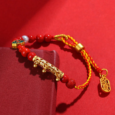 Cinnabar Red String Bell Ruyi Calm Bracelet