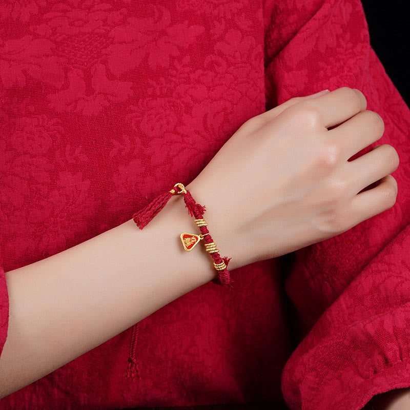 Unisex Tibetan String Zakiram Goddess of Wealth Flower Tassel Protection Bracelet