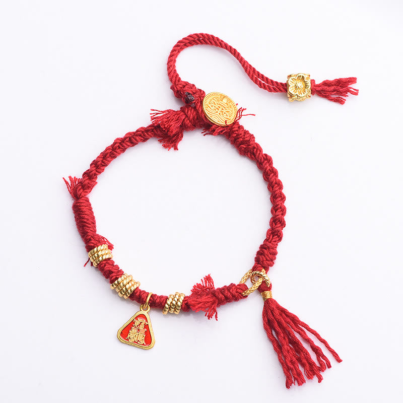 Unisex Tibetan String Zakiram Goddess of Wealth Flower Tassel Protection Bracelet