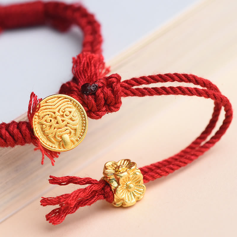 Unisex Tibetan String Zakiram Goddess of Wealth Flower Tassel Protection Bracelet