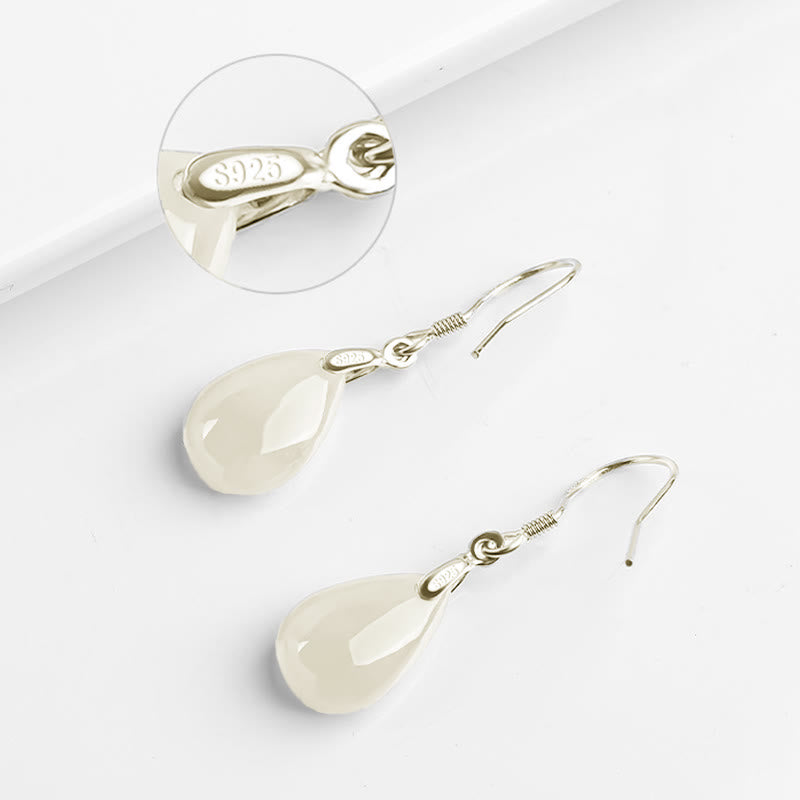 Jade Prosperity Drop Earrings | 925 Sterling Silver 32mm