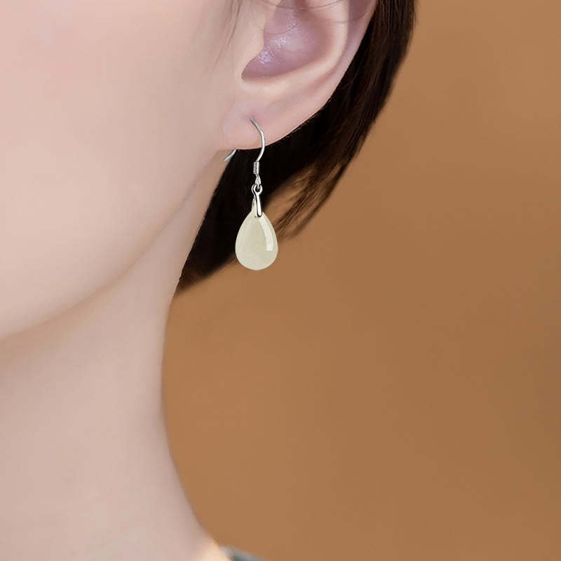 Jade Prosperity Drop Earrings | 925 Sterling Silver 32mm