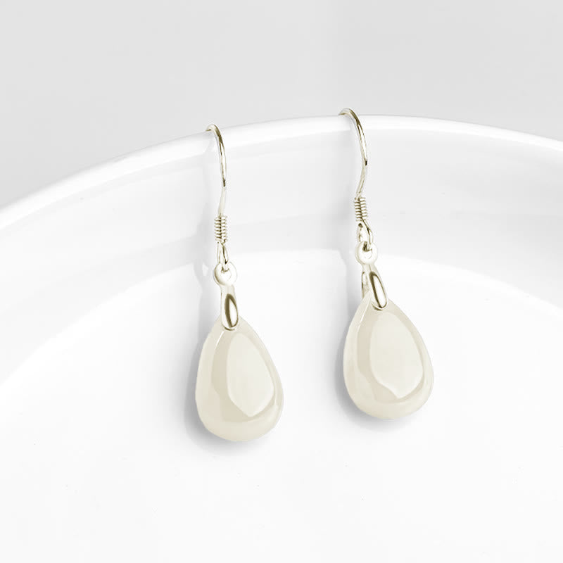 Jade Prosperity Drop Earrings | 925 Sterling Silver 32mm