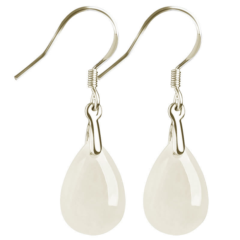 Jade Prosperity Drop Earrings | 925 Sterling Silver 32mm
