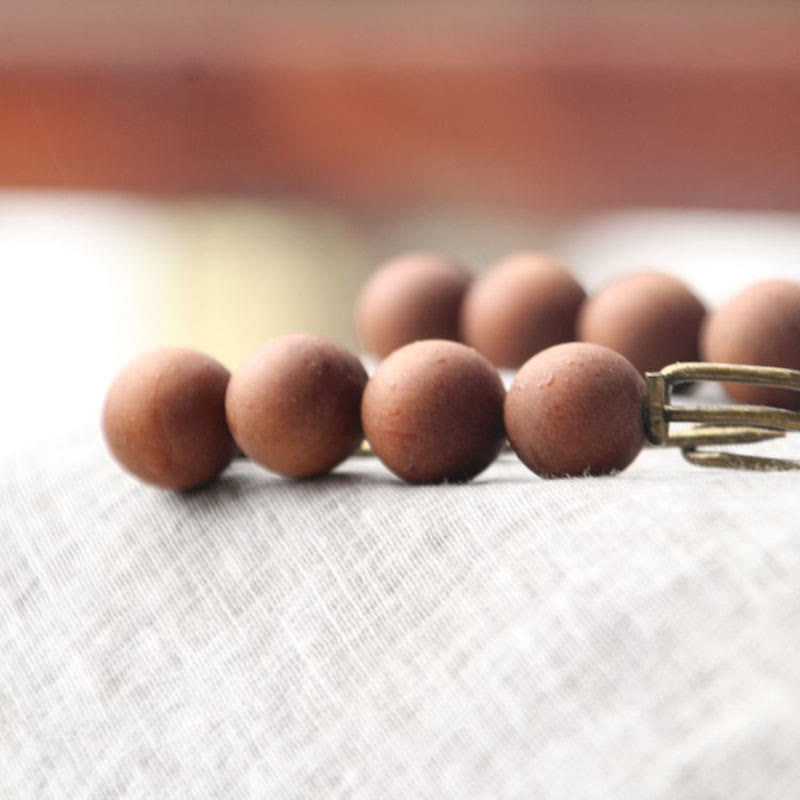 Wood Healing Brooch with Sandalwood Agathis Alba Beads