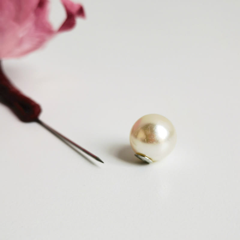 Mulberry Silk Red Flower Brooch for Spiritual Energy