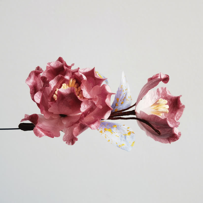 Mulberry Silk Red Flower Brooch for Spiritual Energy