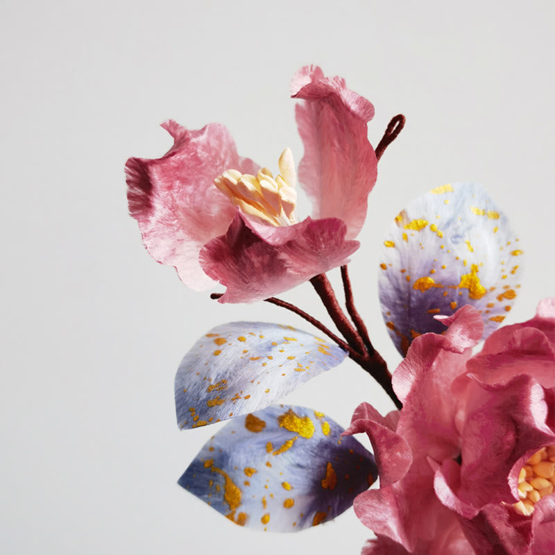 Mulberry Silk Red Flower Brooch for Spiritual Energy