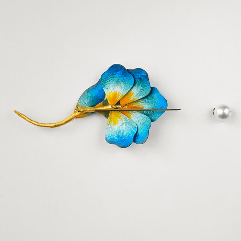 Handmade Mulberry Silk Blue Flower Brooch for Spiritual Growth