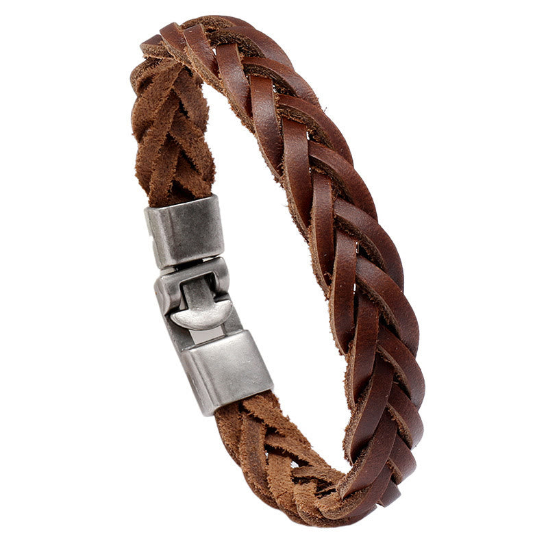 Vintage 18-20cm Leather Braided Strength Bracelet