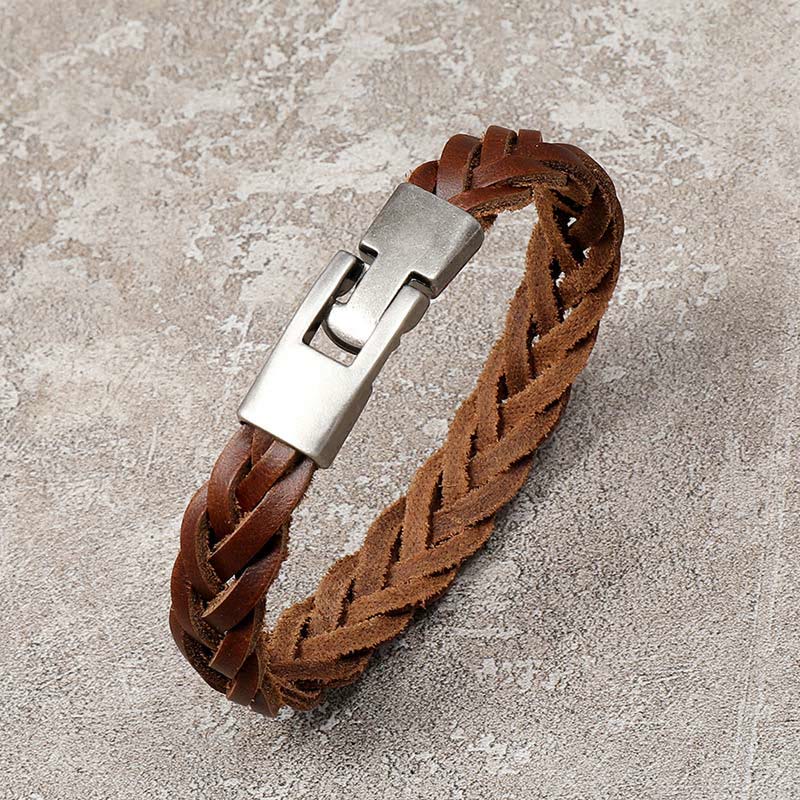 Vintage 18-20cm Leather Braided Strength Bracelet