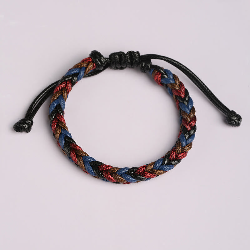Colorful Eight Thread Peace Knot Wax Cord Braided Bracelet