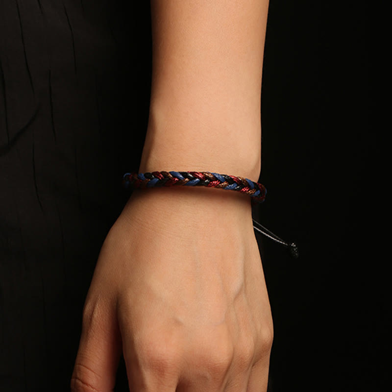 Colorful Eight Thread Peace Knot Wax Cord Braided Bracelet