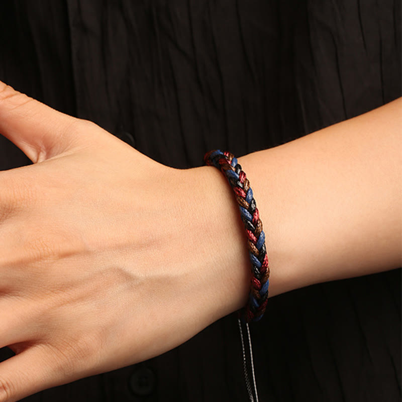 Colorful Eight Thread Peace Knot Wax Cord Braided Bracelet