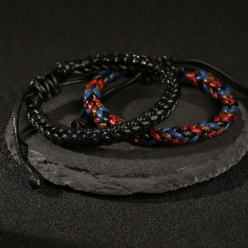 Colorful Eight Thread Peace Knot Wax Cord Braided Bracelet