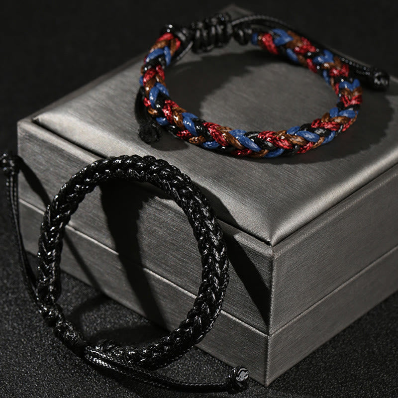 Colorful Eight Thread Peace Knot Wax Cord Braided Bracelet