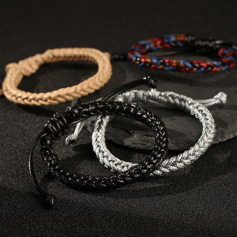 Colorful Eight Thread Peace Knot Wax Cord Braided Bracelet