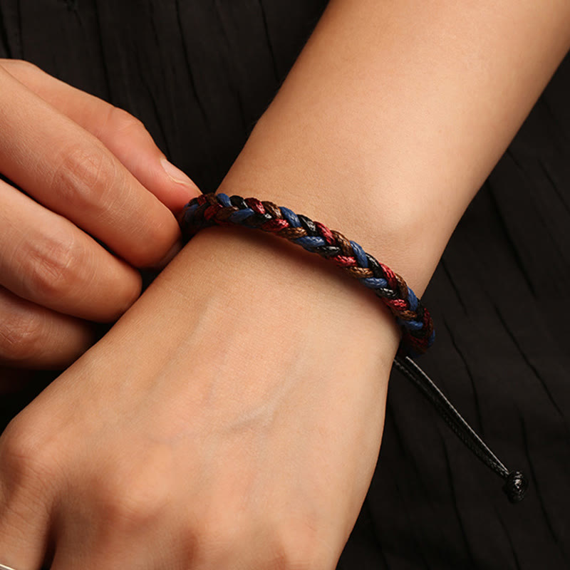 Colorful Eight Thread Peace Knot Wax Cord Braided Bracelet