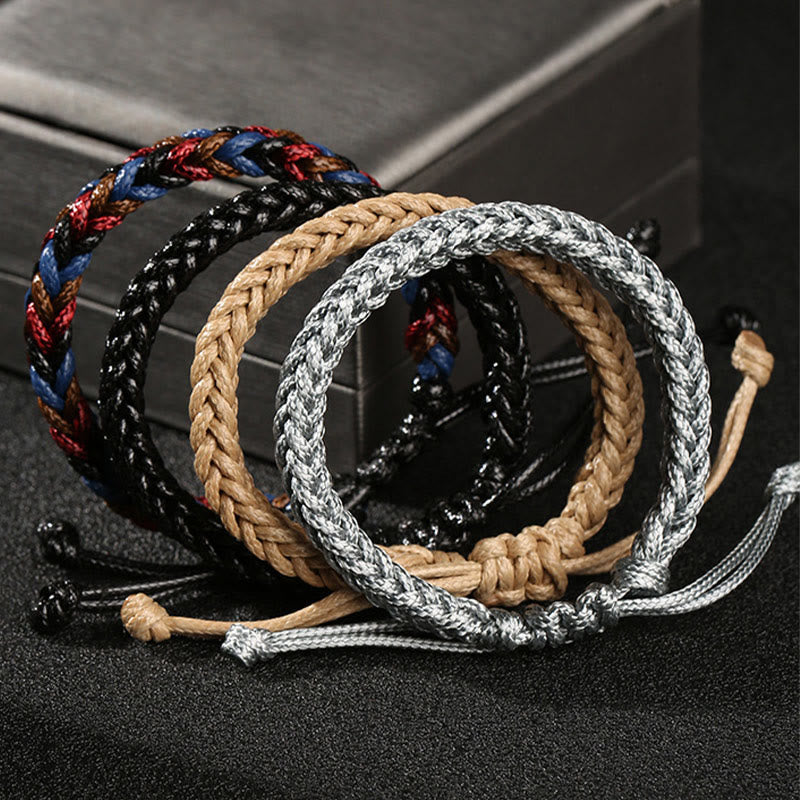 Colorful Eight Thread Peace Knot Wax Cord Braided Bracelet