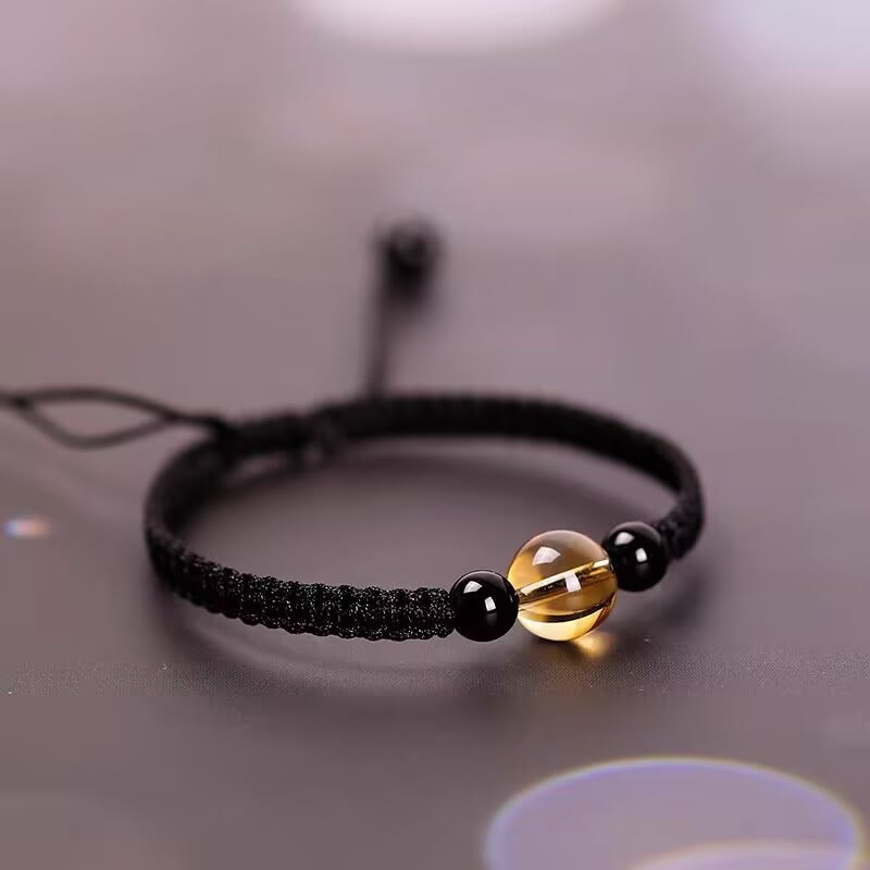 14-16cm Citrine Black Obsidian King Kong Knot Protection Bracelet